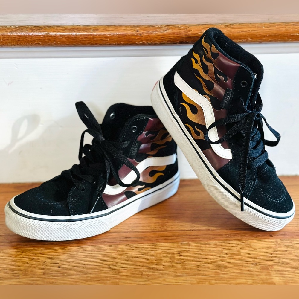 Boys Vans High Top Sneakers with Flame Graphic